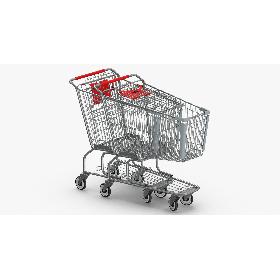 3D Metal Shopping Carts 01 Red Row of 02